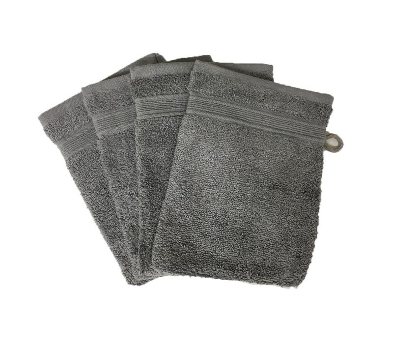Lot De 4 Gants De Toilette - 20x15 - Anthracite
