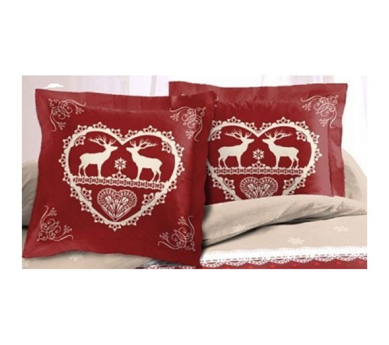 Lot De 2 Taies D'oreillers Placées 65x65 Cm Chalet Winter Rouge