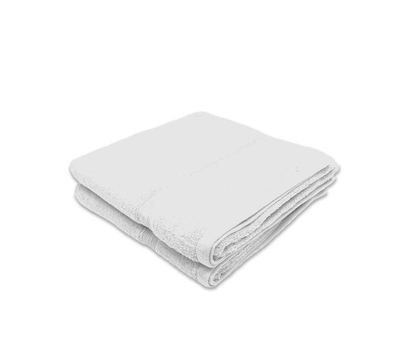 Lot De 2 Draps De Bain Blancs 100x150 Cm Eponge 600 Gr / M² Pur Coton