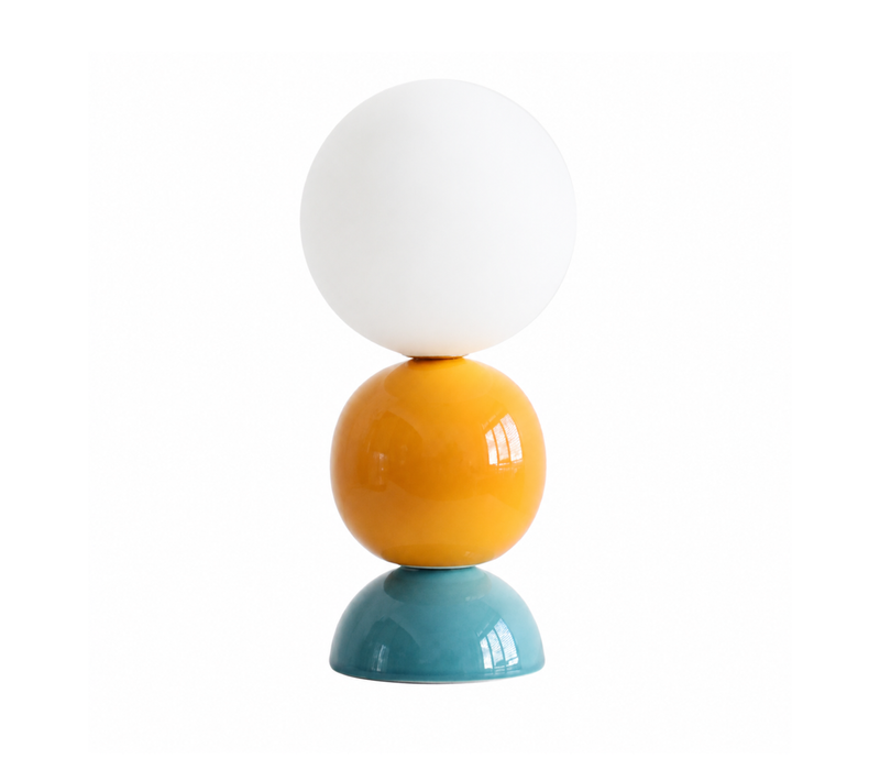 Lampe À Poser En Céramique Bleu Et Jaune - Pili