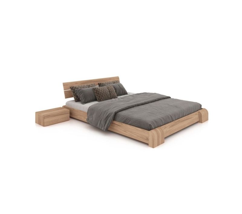 Lit Bas Japonais Adulte En Bois Massif Blanchi 140x190 - Tokyo