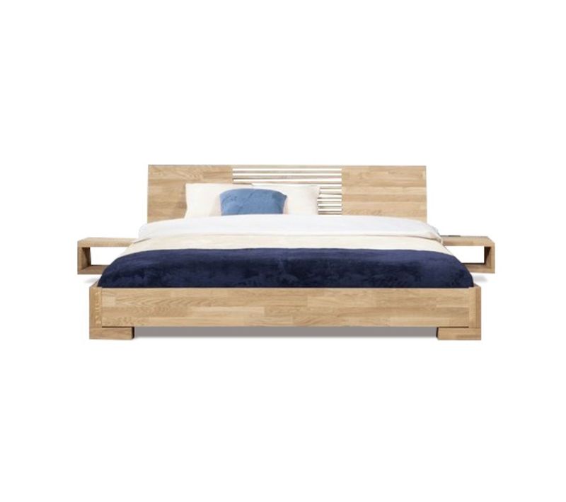 Lit En Bois Massif Design Blanchi 140x190 - Zenno Bas