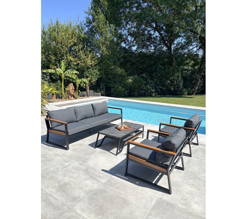 Salon De Jardin Bas 5 Places - Noir - Tadeo