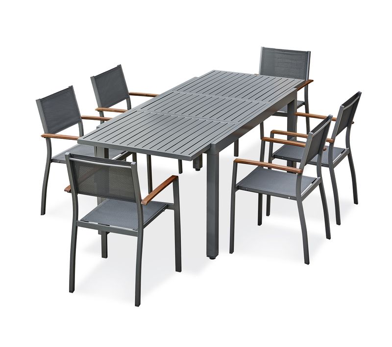 Ensemble Repas De Jardin Orsino 6 Places - Gris Anthracite