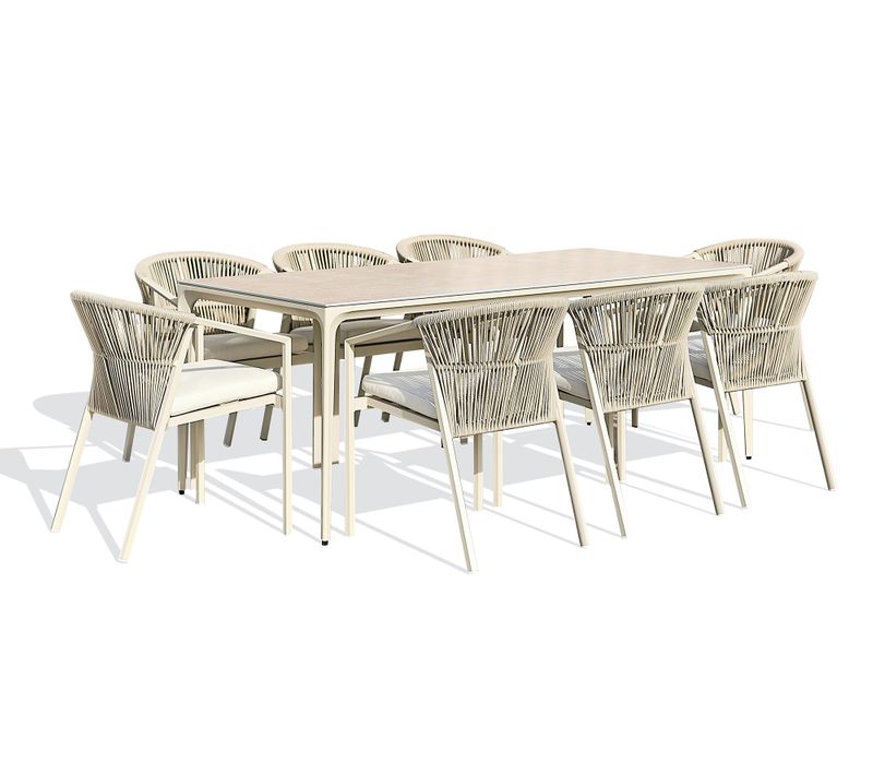 Ensemble Repas De Jardin Tigua 8 Places Avec Plateau En Céramique Sur Verre - Grege - Tigua