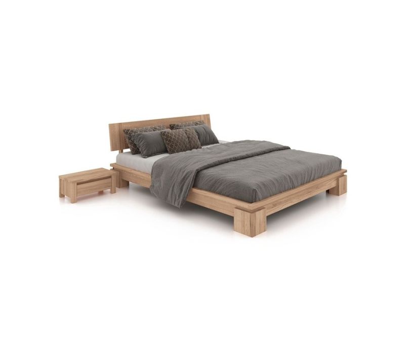 Lit Moderne En Bois Massif Blanchi 140x190 - Vinci Bas