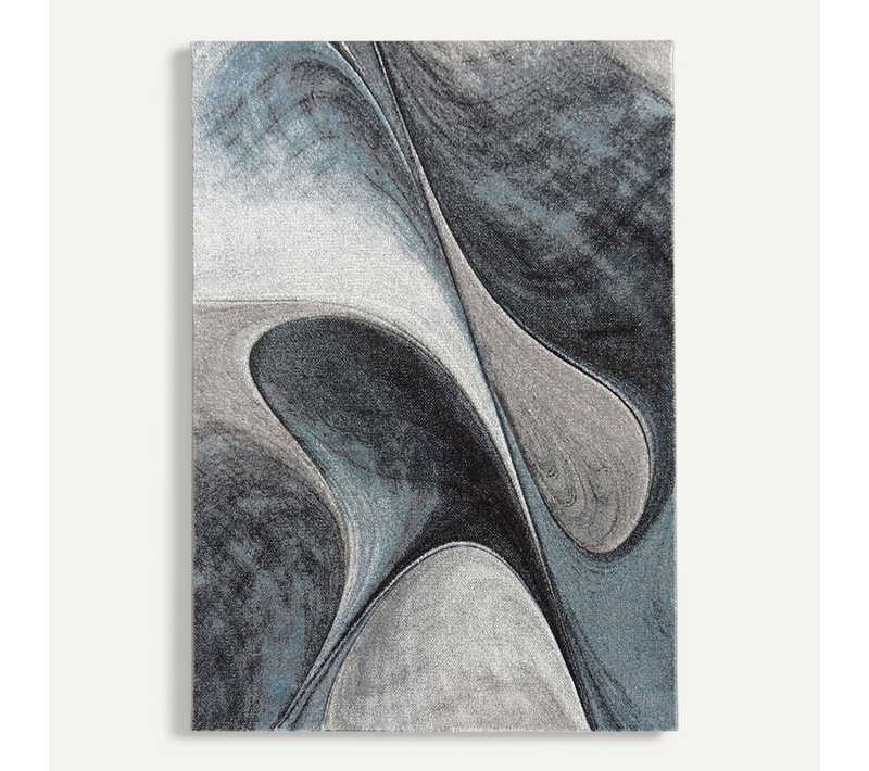 Tapis Salon 160x230 Tissé Bleu Et Gris Rectangle Motif Géométrique Lyn8 Madila