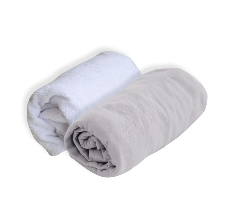 Lot D'1 Alèse Et 1 Drap Housse - 70x140 Cm - Gris Perle