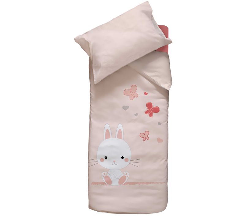 Parure De Lit Lapinou - 100x140 Cm - Rose Clair