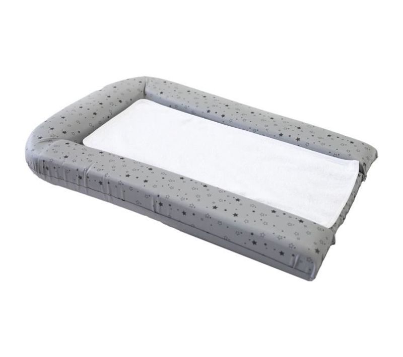 Matelas Langer Pvc + 2 Éponges Amovibles - Gris Imprimé Étoiles
