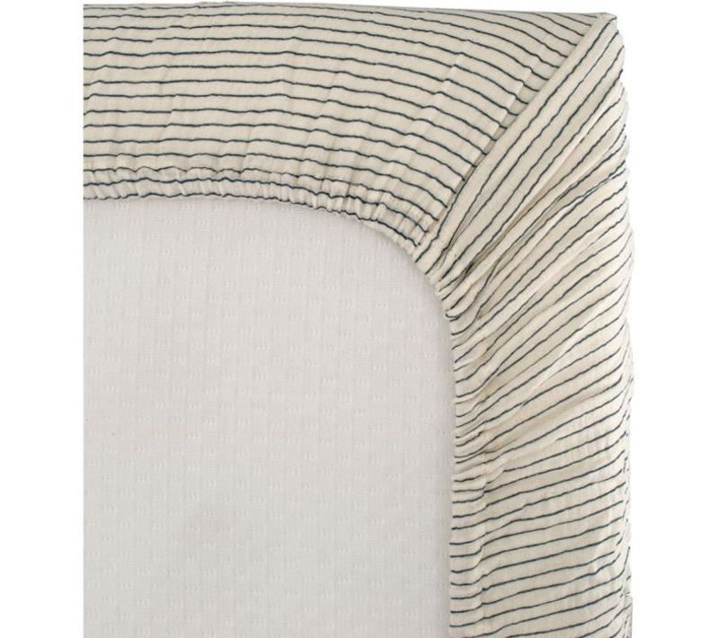 Drap Housse Lange - 70x140 Cm - Rayures - Gaze De Coton