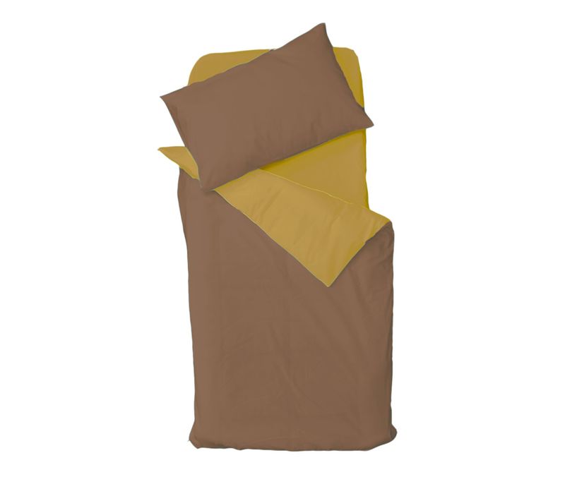 Parure De Couette Bicolore Pour Enfant - 75x120 Cm - Marron Clair