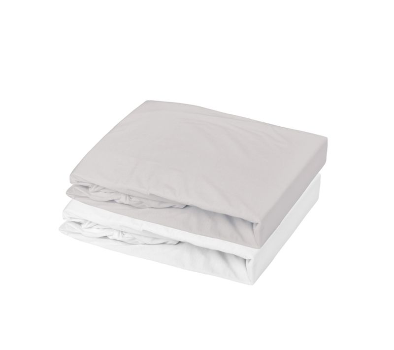Lot 2 Draps-housses Extensibles Coton Pour Lit Bébé - 70x140x17 Cm - Gris Souris