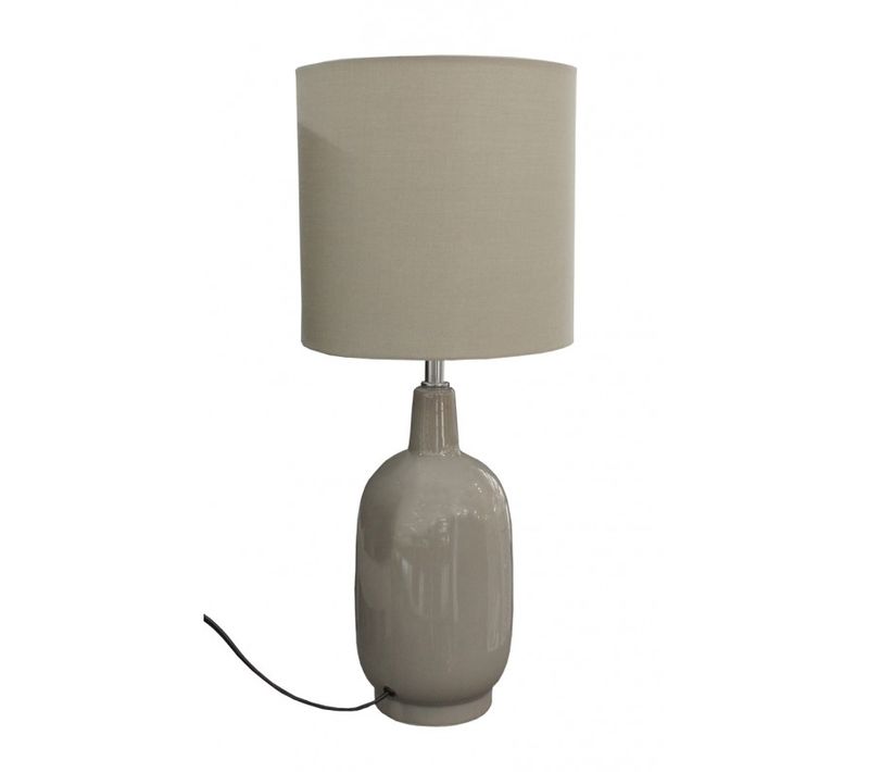 Lampe 49 Cm Vase Céramique Laqué Et Abat-jour Taupe - Gaïa