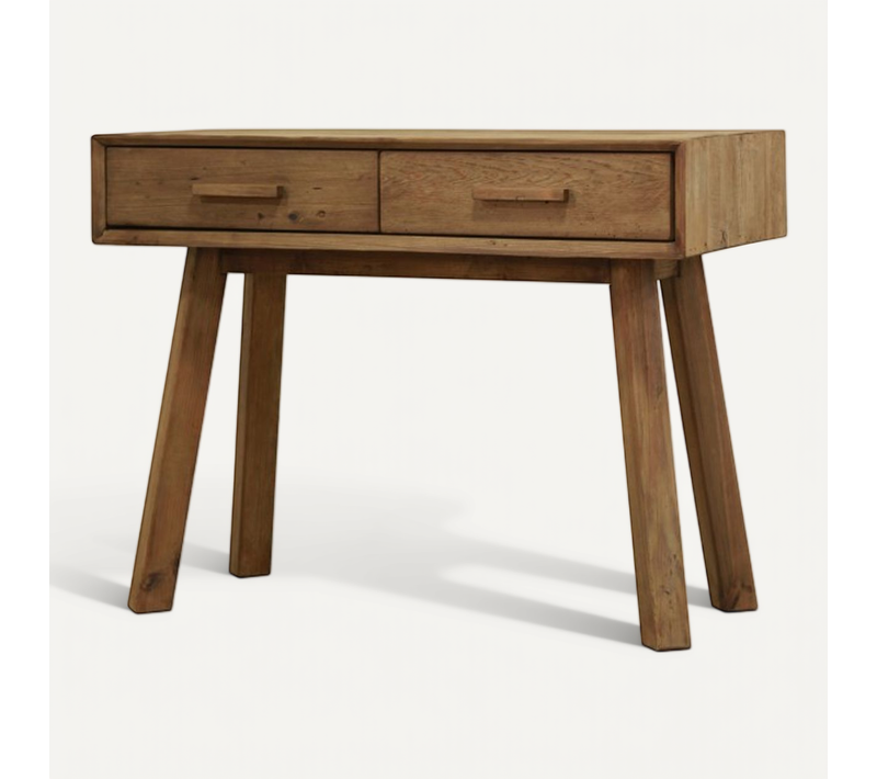 Console L. 100 Cm En Bois Massif De Pin Recyclé 2 Tiroirs - Chalet