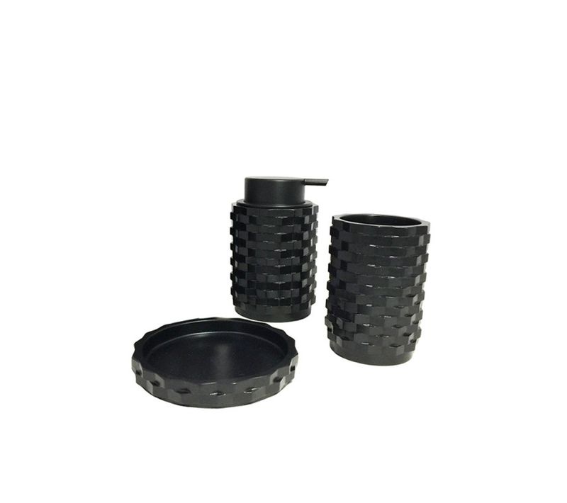 Set 3 Accessoires Salle De Bain Noir - Wendy