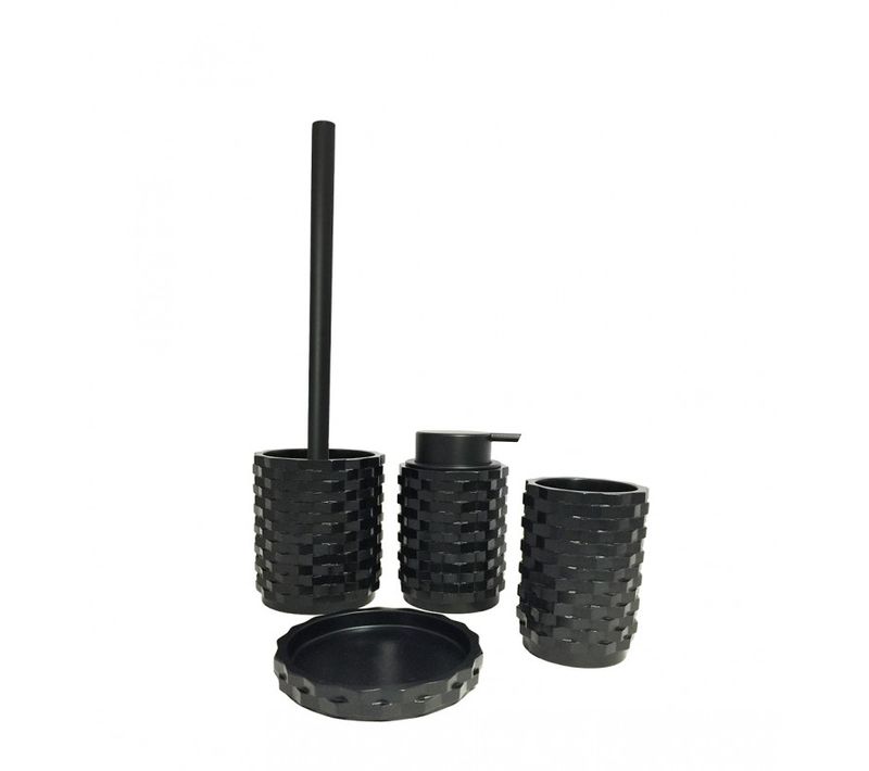 Set 4 Accessoires Salle De Bain Noir - Wendy