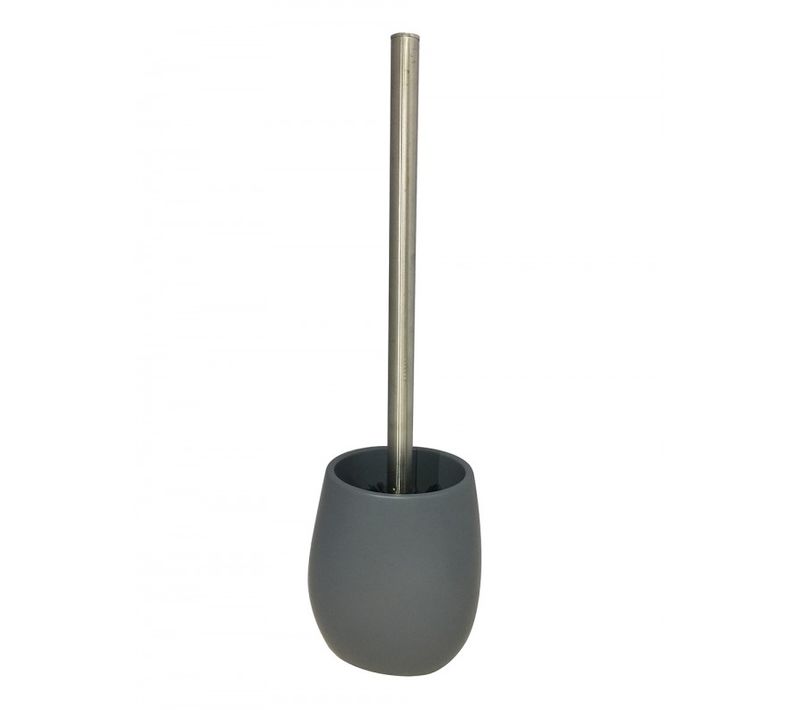 Brosse De Toilette Ronde Gris Anthracite Et Tige Métal - Lara