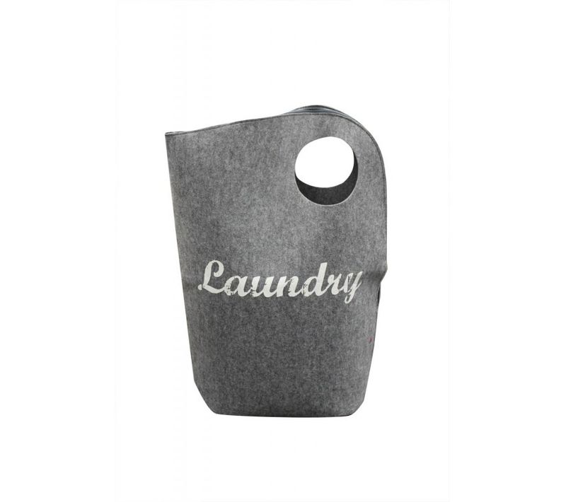 Sac à Linge En Feutrine Gris Avec Anses Et Fermeture - Laundry