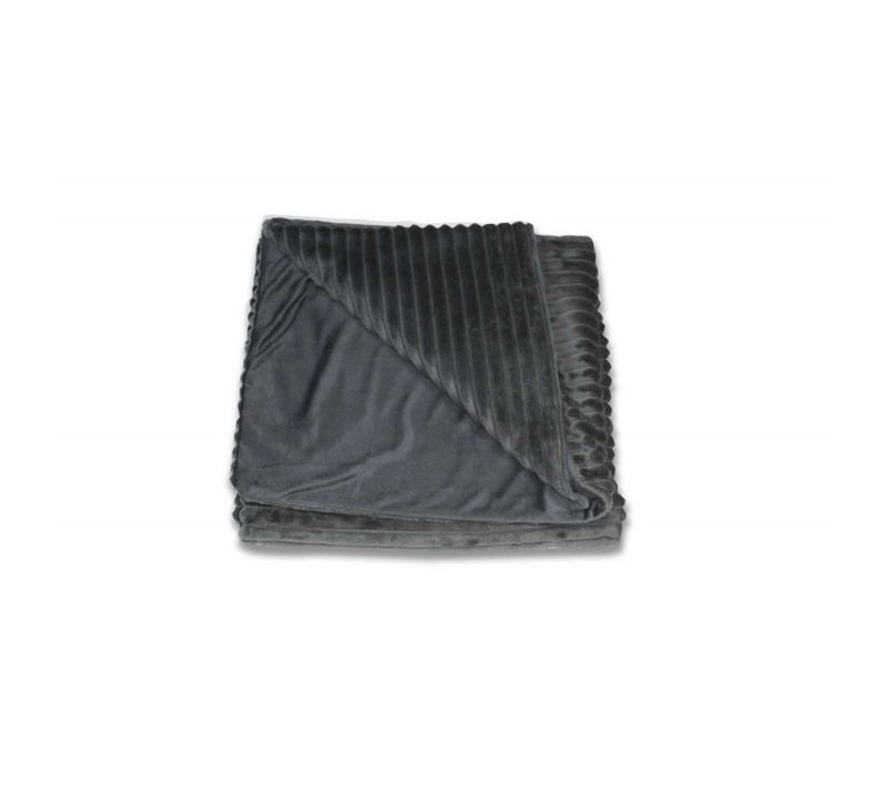 Plaid 165 X 125 Cm Gris Foncé En Velours Côtelé Doux - Boreal