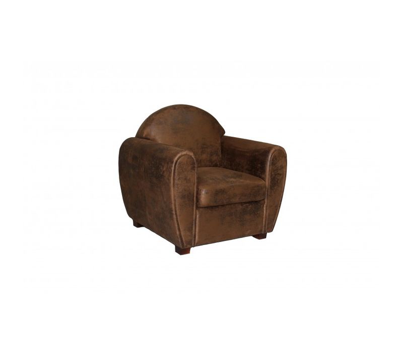 Fauteuil Avec Accoudoirs Simili Marron Vieilli Style Club - Cuba