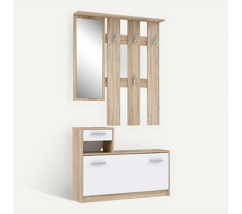 Penderie Meuble à Chaussures Décor Bois Avec Miroir - Marcel