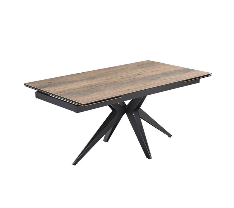 Table Extensible 160/240 Cm Céramique Effet Bois Pied étoile Métal - Texas 06