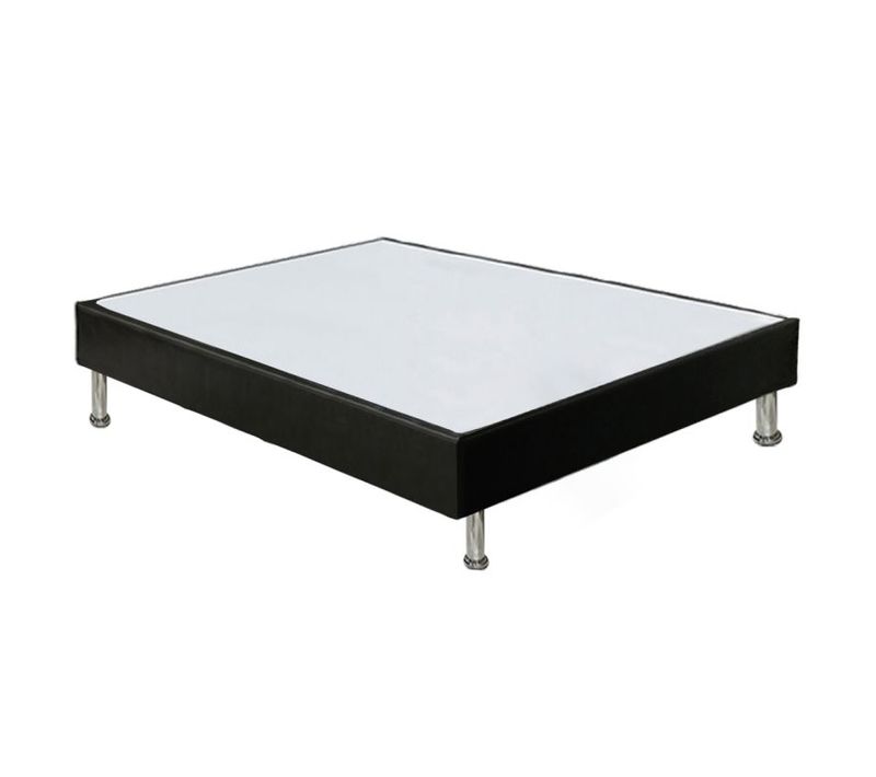 Sommier Tapissier 160x200 Cm En Simili Noir Et Pieds Métal - Remimos