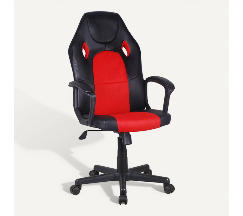 Fauteuil Gaming Rouge Et Noir En Simili Avec Assise Réglable - Glitch