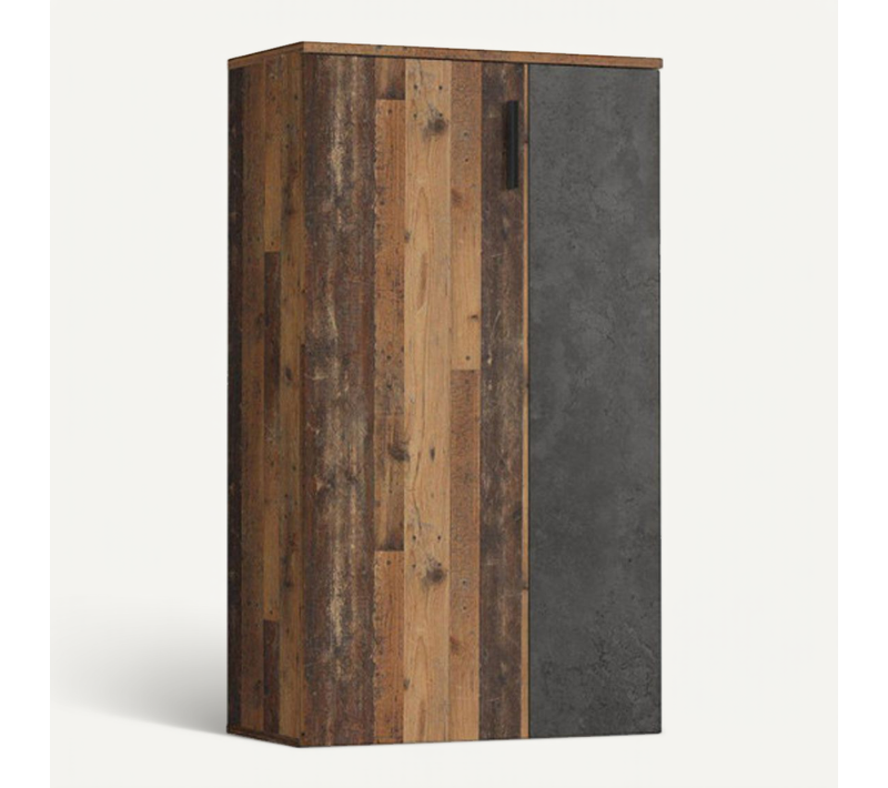 Armoire à Chaussures 2 Portes 5 Tablettes Décor Bois Vintage - Amelie
