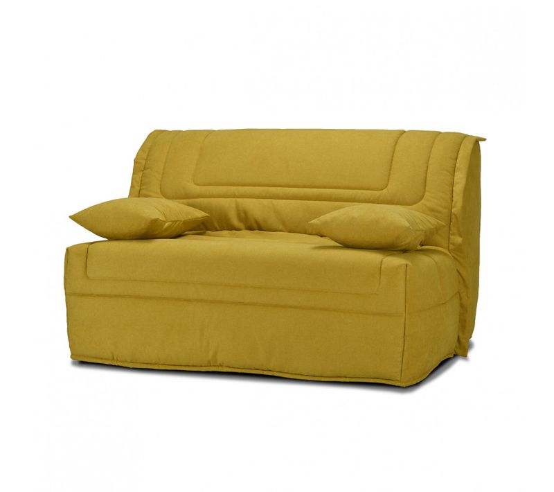 Banquette Lit BZ 140x190 Cm En Tissu Jaune Et Matelas 12 Cm – Buzzy