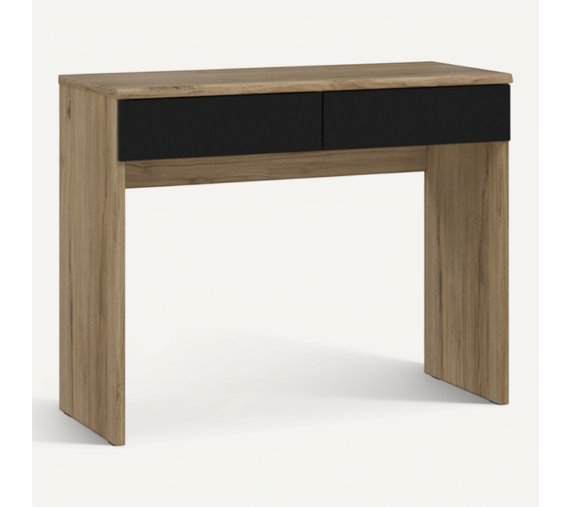 Console Décor Bois Foncé 2 Tiroirs Gris – Anastasia