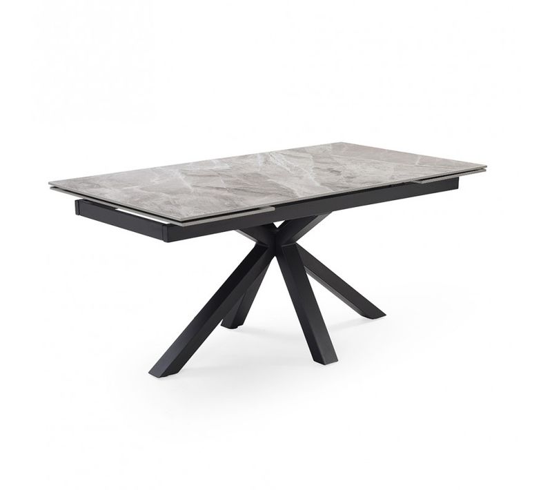 Table Extensible 160/240 Cm Céramique Gris Marbré Pied Croix - Dakota 04