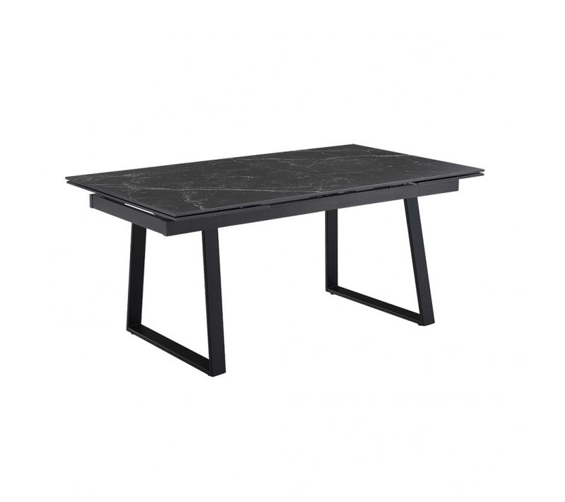 Table Extensible 160/240 Cm Céramique Noir Marbré Pied Luge - Indiana 02