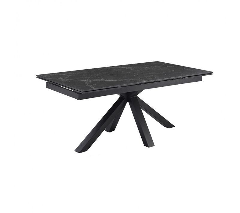 Table Extensible 160/240 Cm Céramique Noir Marbré Pied Croix - Indiana 04
