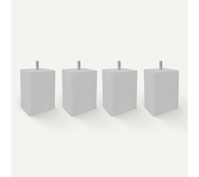 Lot De 4 Pieds De Meuble Gris 15x7 Carré Bois De Hêtre - Pieds De Lit