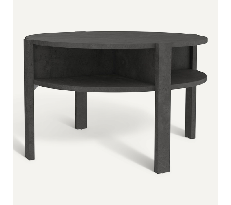 Table D'appoint Ronde D. 74 Cm Décor Béton Gris Anthracite - Rozaly