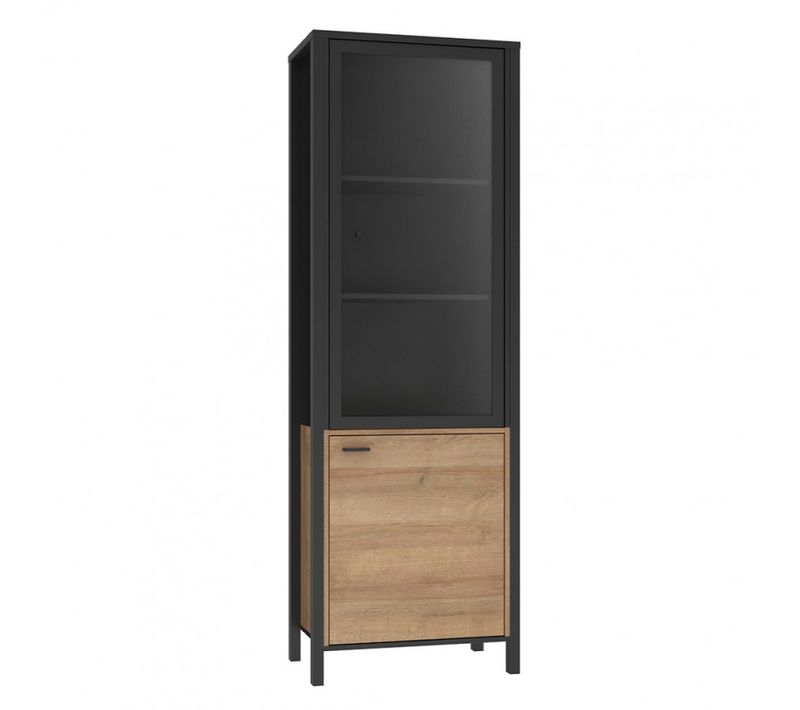 Vitrine Réversible 194 Cm 2 Portes Décor Bois De Chêne Et Noir - Mode