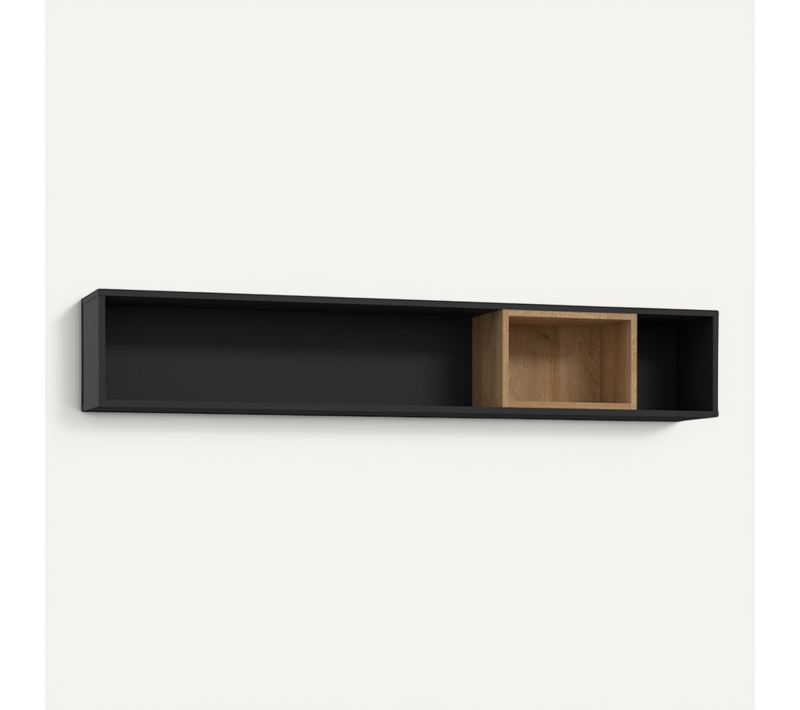 Etagère Murale 150 Cm 1 Niche Décor Bois De Chêne Et Noir - Mode