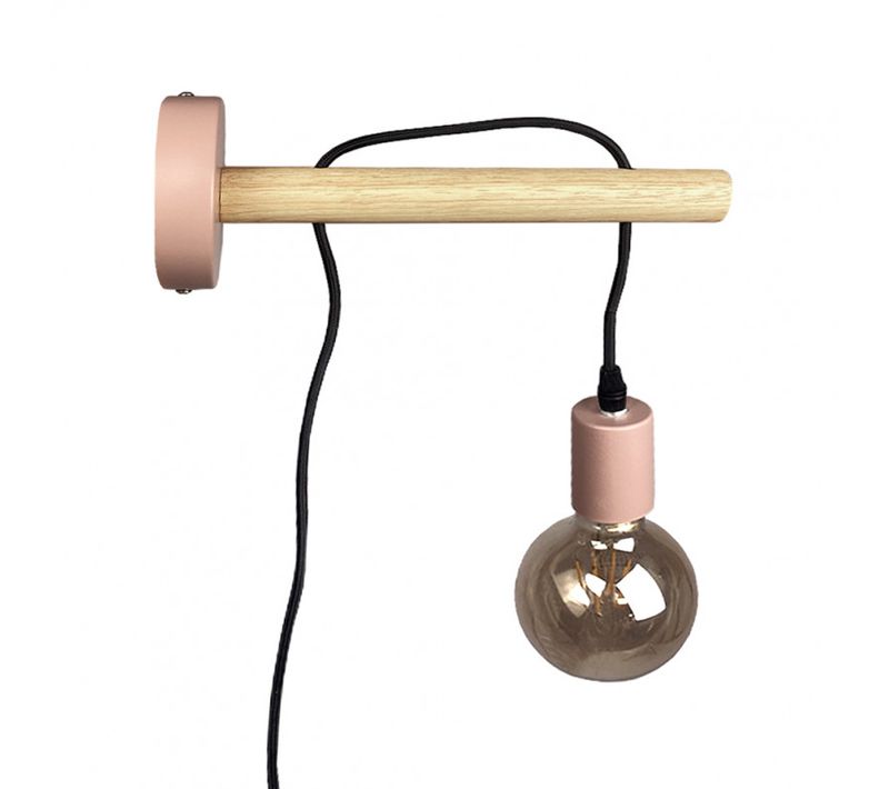 Applique Murale Pendante En Bois Et Métal Rose - Felo 1242