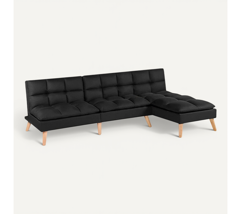 Banquette Convertible Angle Réversible Et Modulable Tissu Noir - Kurt