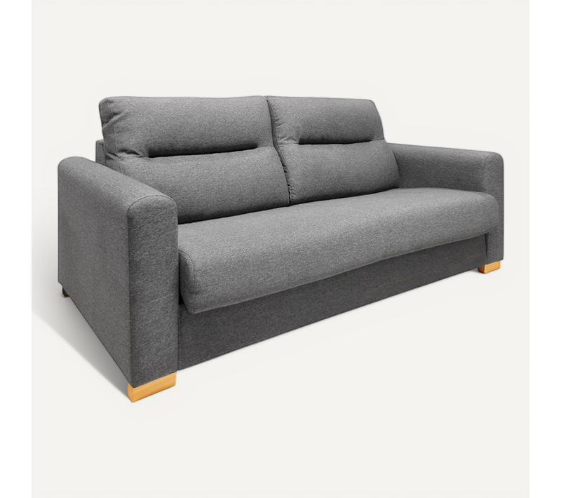 Canapé Convertible 2p Tissu Gris Chiné Couchage 140x190 Cm - Vigo