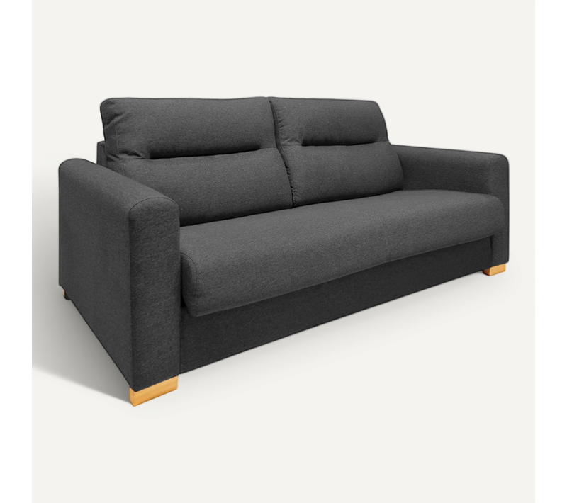 Canapé Convertible 3p Tissu Gris Anthracite Couchage 160x190 Cm - Vigo