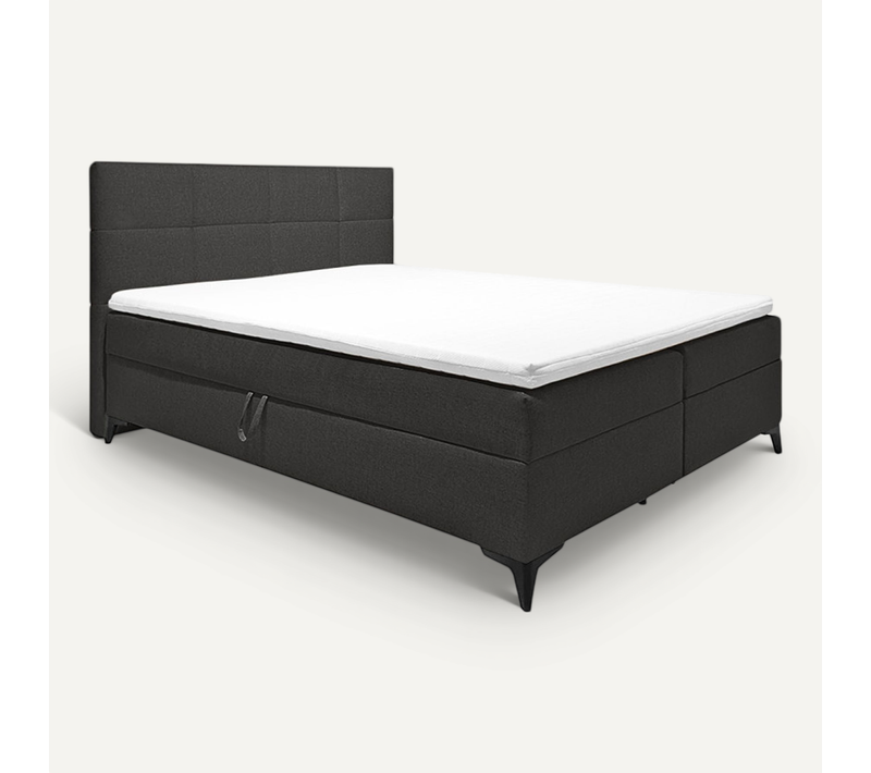 Lit Boxspring 160x200 Cm Anthracite + Matelas Et Surmatelas - Aisha