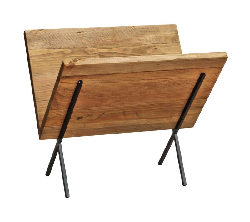 Porte-revues En Bois Recyclé Et Pieds Filaires En Métal Noir - Chalet