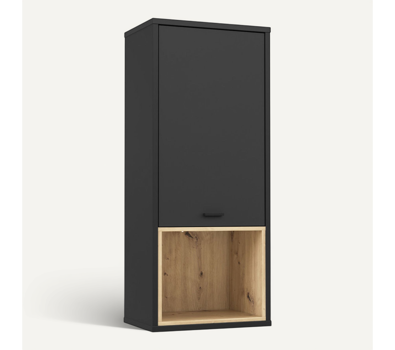 Armoire Murale H117 Cm Réversible Décor Noir Et Chêne Clair - Bailey