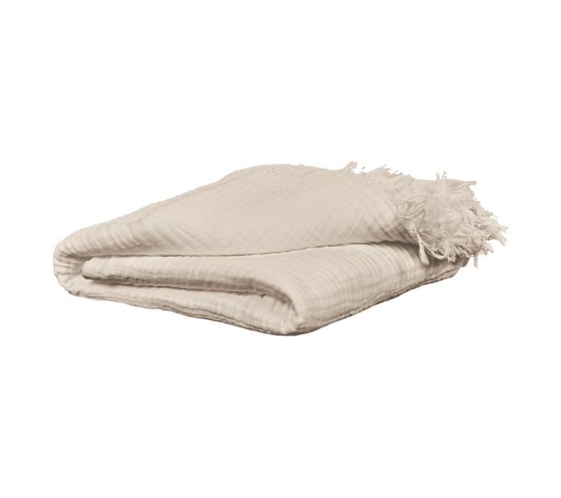 Plaid 130 X 160 Cm En Quadruple Gaze De Coton Écru - Pepa 1