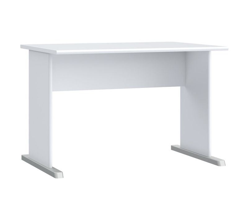 Bureau L. 108 Cm Décor Blanc Avec Piètement Effet Aluminium - Maria