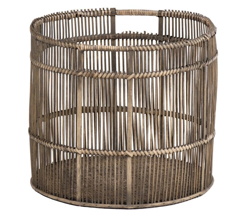 Panier / Corbeille Ronde D. 31 Cm En Bois De Bambou Grisé - Regis 9281