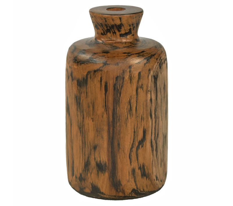 Vase Décoratif H. 22 Cm En Bois De Teck Massif - Hera L